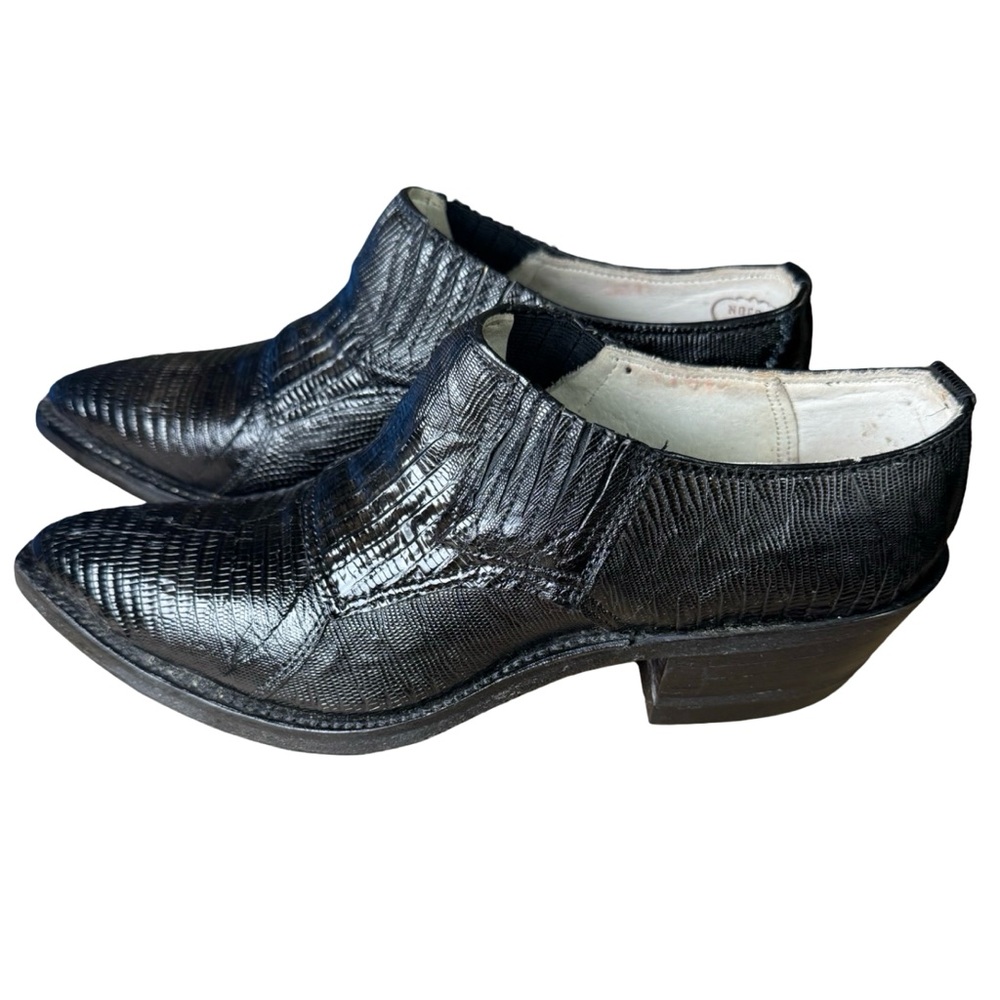 Nocona Boots Black Lizard Exotic Leather Slip-On Western Shoes Men’s 5B (Narrow)